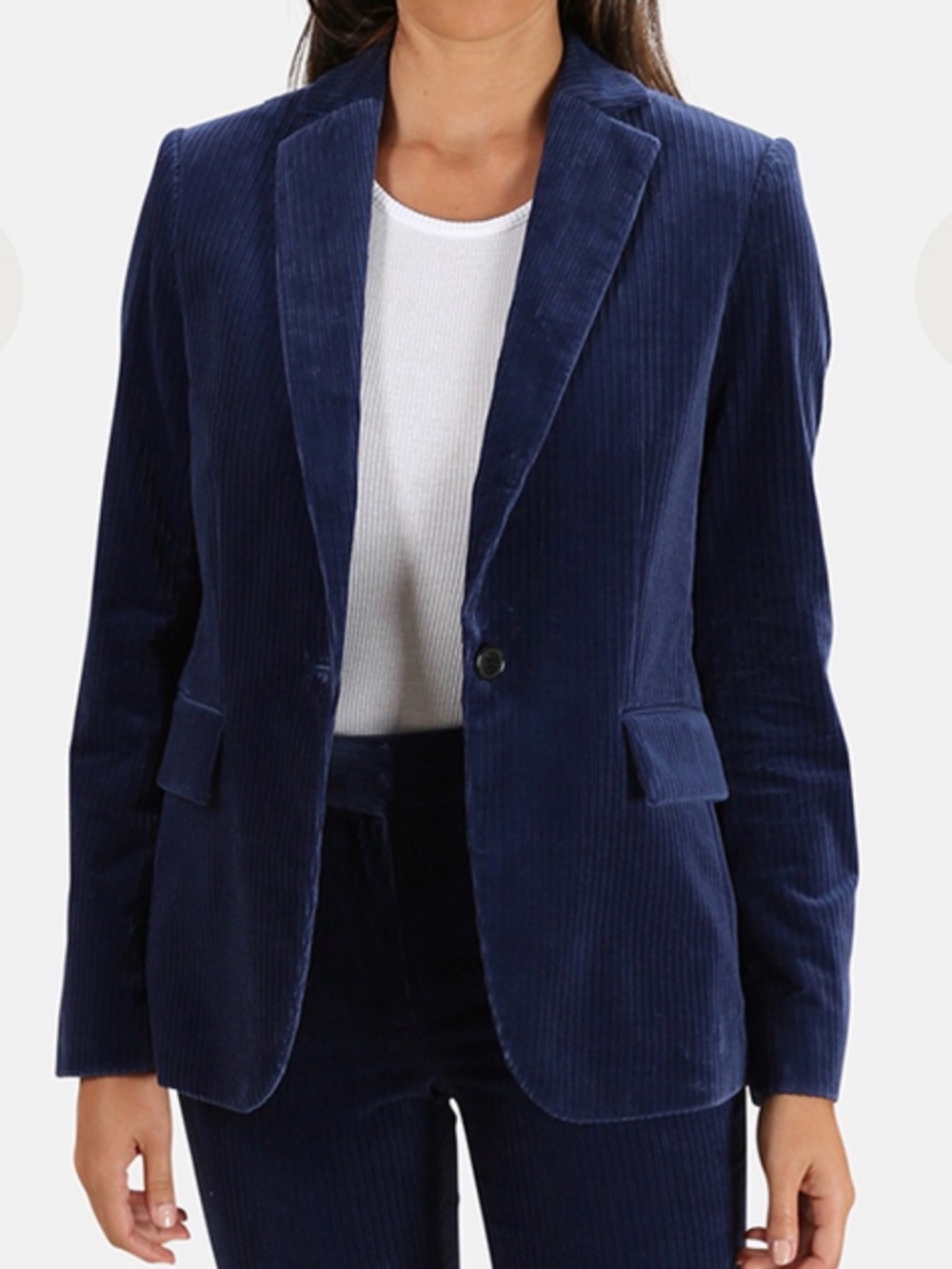 FRAME Denim Classic Blazer Jacket in Twilight Blue Velvet Corduroy Size 2